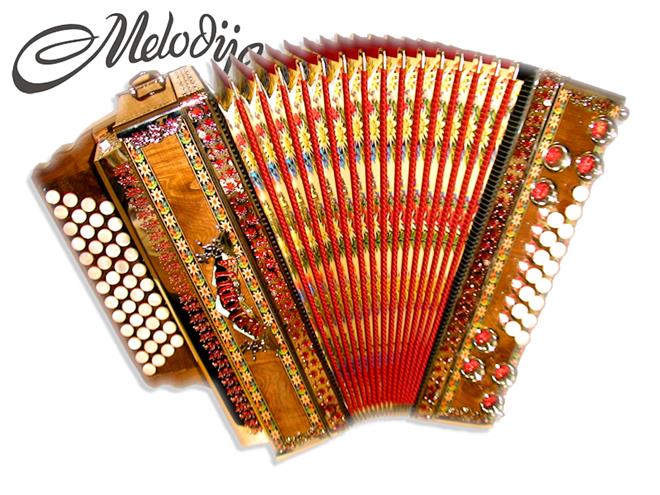 Melodija diatonična hamonika 38cm 4-vrstna Super Dural, A mano basi