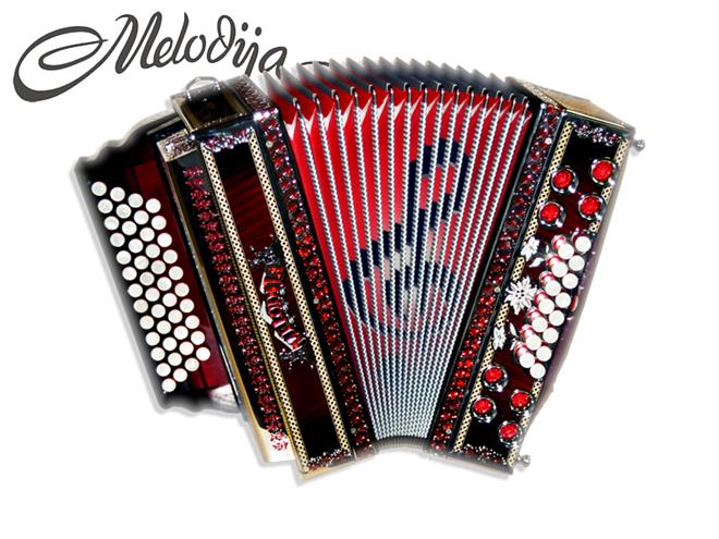 Melodija diatonična hamonika 38cm 4-vrstna Super Dural, A mano basi