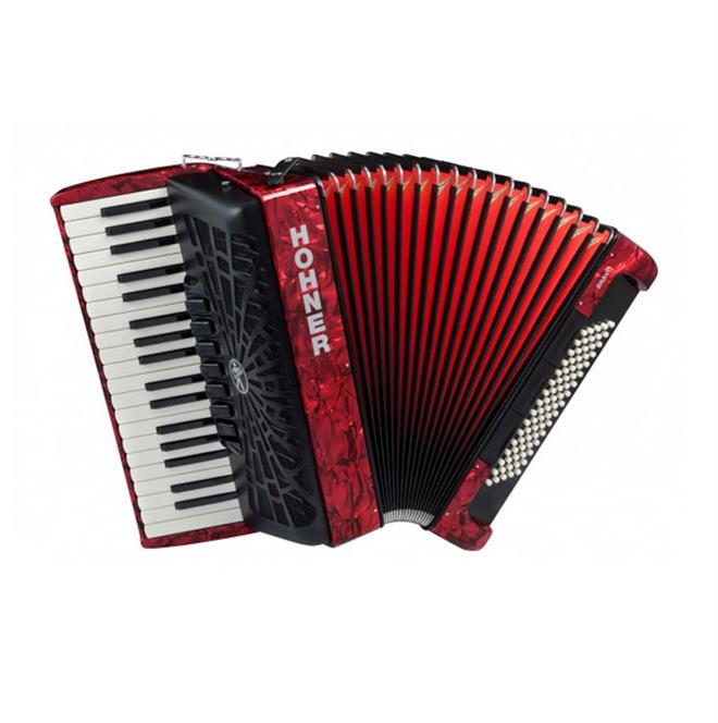 Hohner BRAVO III Silent key 80-basna harmonika rdeča