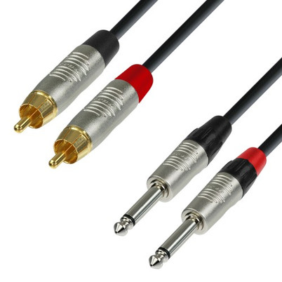 Adam Hall K4TPC0150 1,5m kabel 2xRCA-2xJack 6,3