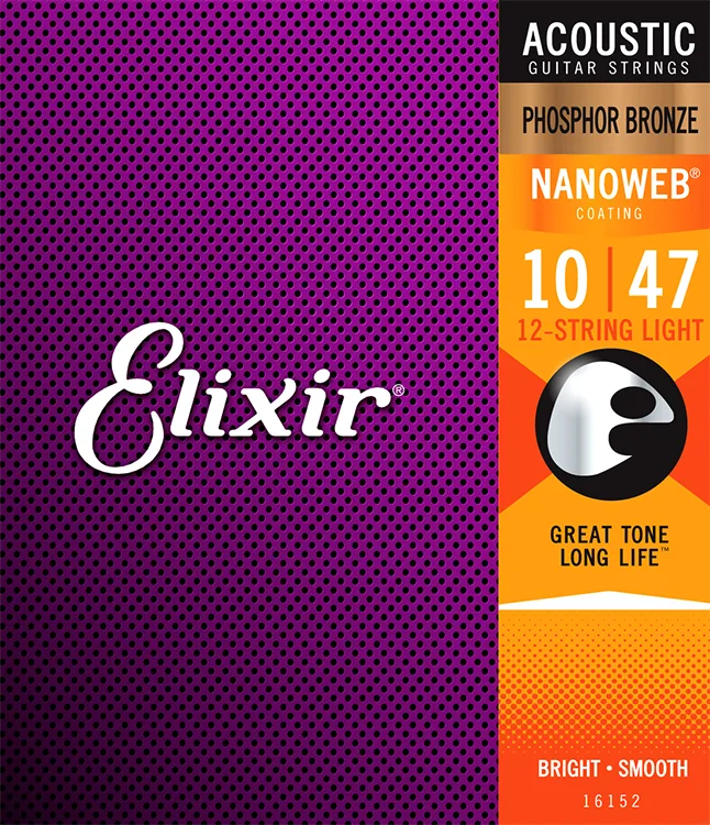 Elixir 010-047 Nanoweb Phospor Bronze strune za 12-strunsko akustično kitaro
