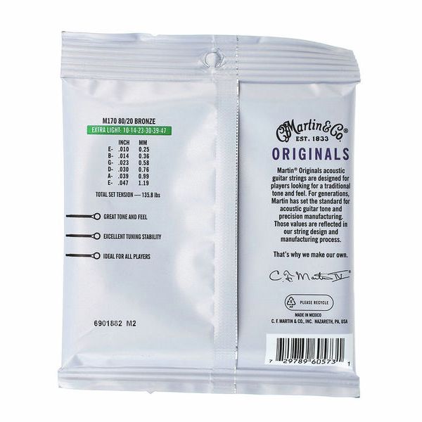 Martin M170 10-47 Extra Light 80/20 Originals strune za akustično kitaro