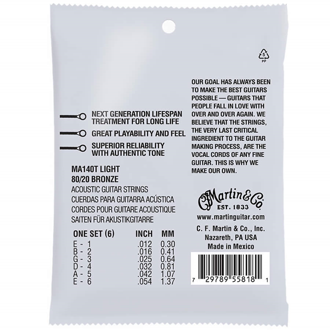 Martin MA140T Light (12-54) AA Treated Bronze 80/20 strune za akustično kitaro