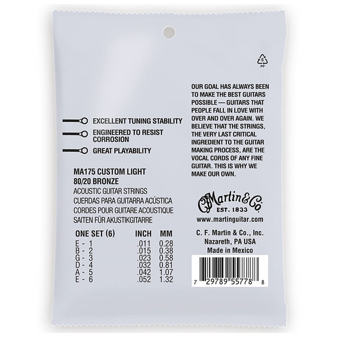 Martin MA175 Custom Light (11-52) AA Bronze 80/20 strune za akustično kitaro