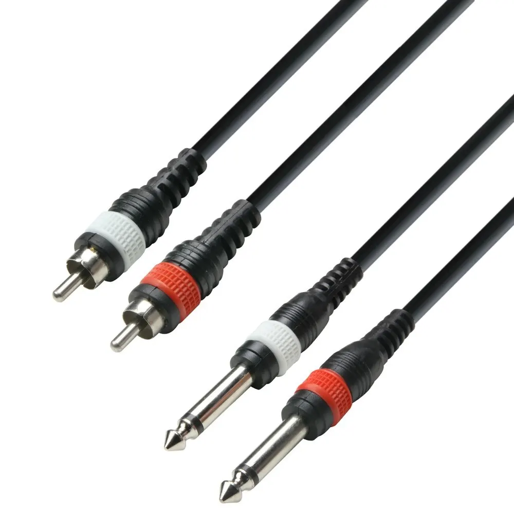 Adam Hall K3TPC0300M 3m kabel 2xRCA-2xJack 6,3