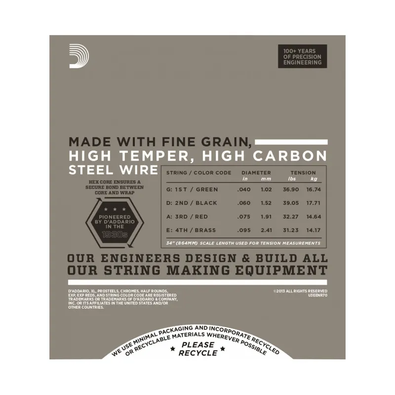 DADDARIO ENR70 40-95 polbrušene strune za bas kitaro