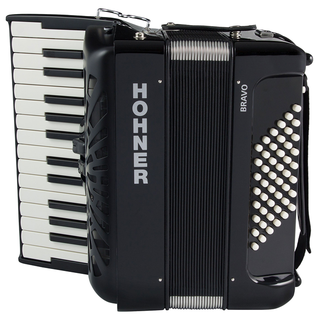 Hohner BRAVO II 48-basna harmonika črna (New Bellow)