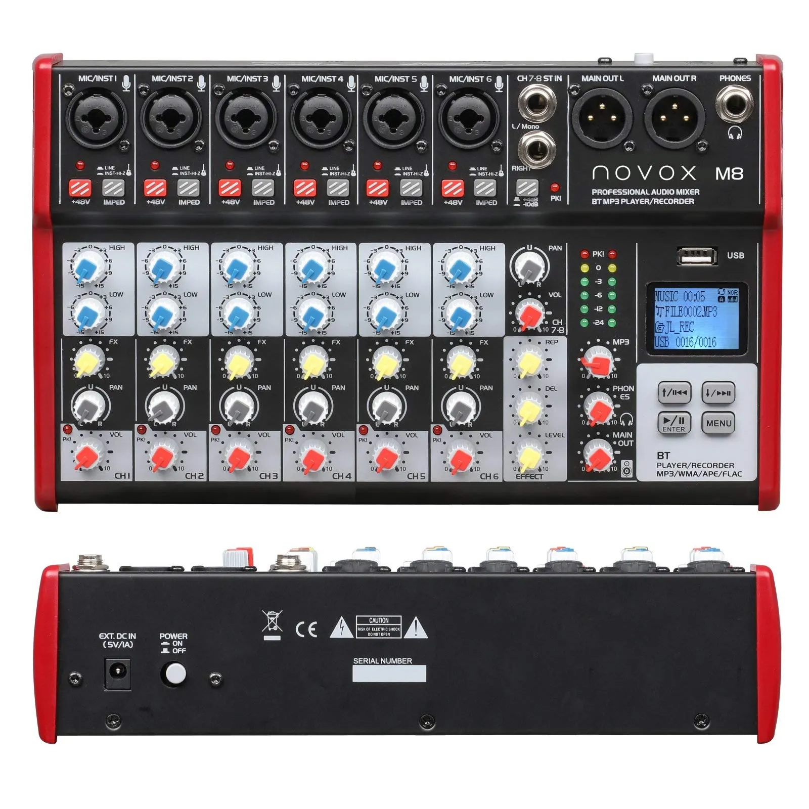 Novox M8 MKII mešalna miza z USB/Mp3/BT predvajalnikom