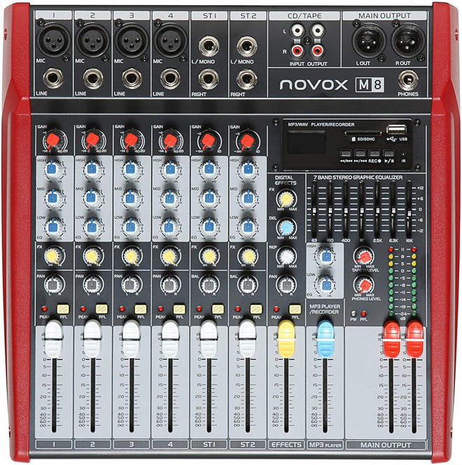 Novox M8 mešalna miza z USB predvajalnikom