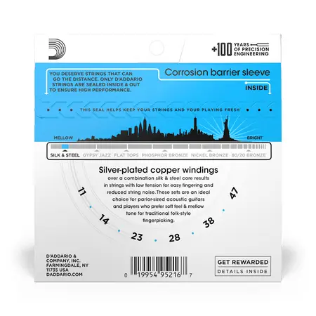 D'Addario EJ40 11-47 Silk & Steel Folk strune za akustično kitaro