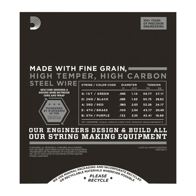 DADDARIO ECB81-5 45-132 brušene strune za bas kitaro