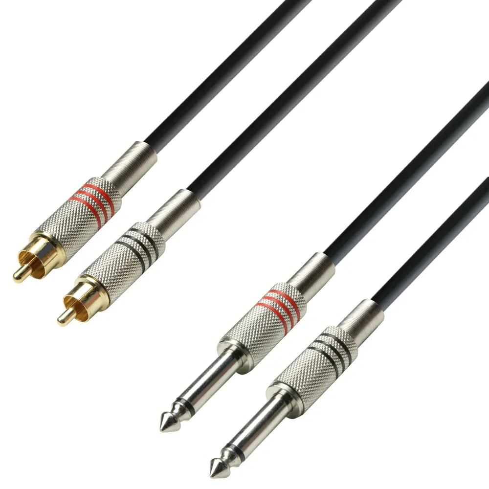 Adam Hall K3TPC0300 3m kabel 2xRCA-2xJack 6,3