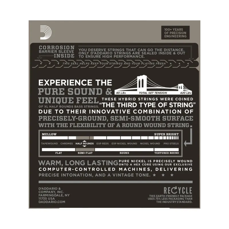 DADDARIO ENR70 40-95 polbrušene strune za bas kitaro