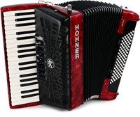 Hohner BRAVO III 96-basna Silent keys harmonika rdeča