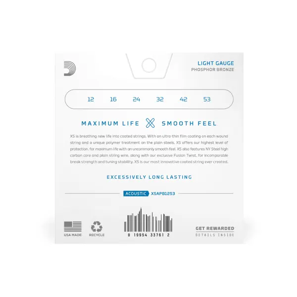 D'Addario XS Phosphor Bronze 12-53 coated strune za akustično kitaro